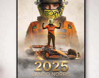 Lando Norris 2025 World Champion Poster, Formula 1 Drivers Champion McLaren Wall Art