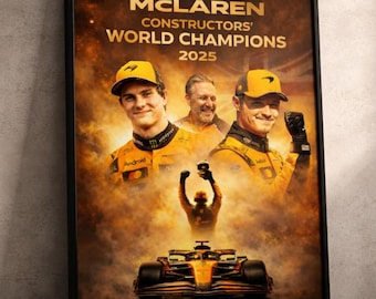 McLaren Constructors World Champions 2025 Poster, Formula 1 Wall Art, F1 Team Champion Print
