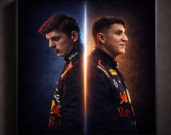 Verstappen & Isack Hadjar Duo Poster, Formula 1 Digital Download, F1 Racing Wall Art 2026, Formula 1 Wall Art, Red Bull Racing F1 Decor.