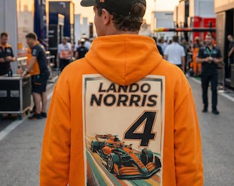 Lando Norris Hoodie, Vintage F1 Racing Sweatshirt, Papaya Orange