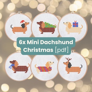 Cute Dachshund Christmas Cross Stitch Pattern Set