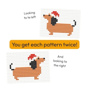Christmas Cross Stitch Patterns Mini Embroidery Pattern Dachshund Christmas | Mini Dachshund PDF | Dachshund Winter Embroidery Designs Set of 6 image 4