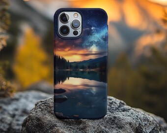 Forest Lake at Night with Stars Phone Case: iPhone, Samsung Galaxy, Google Pixel