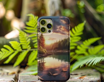 Funda MagSafe con Forest Lake al amanecer: iPhone 17 a 14