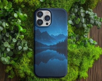 Custodia per telefono MagSafe con motivo Forest Lake e montagne di notte: serie iPhone 17-14