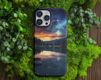 Etui MagSafe na telefon Forest Lake z księżycem i gwiazdami: iPhone 17, 16, 15, 14