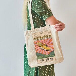Tote Bag for Runners | Marathon Gift Idea, "The Runner" Vintage Retro Boho Tarot Design Tote Bag, Running Group Gift, Track Team Gift image 10