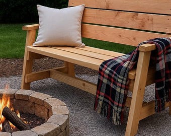 Outdoor Firepit Bench Plans | 2x Wooden Seating | PDF Download