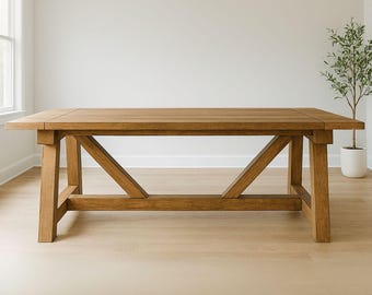 4x4 Truss Beam Farmhouse Table PDF Plans with Bench (Digital Download)