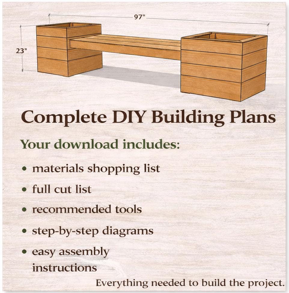 DIY Planter Bench Plans – Cedar Fence Picket Outdoor Bench With Planter ...