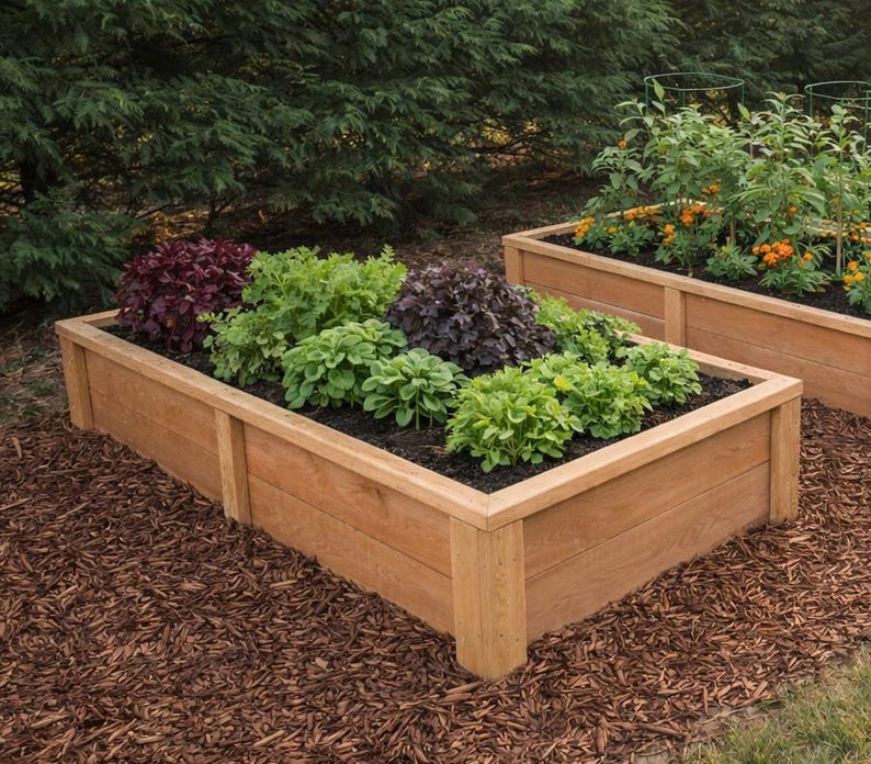 Cedar Raised Garden Bed Plan – DIY Fence Picket Box Woodworking (PDF ...