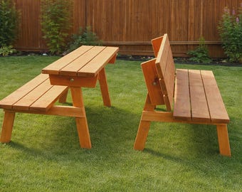Convertible Bench to Picnic Table Plans | Space Saving Outdoor Furniture (PDF Download)
