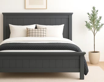 ファームハウスベッドフレームプラン（クイーンサイズ、無垢材、初心者向け）| PDFをすぐにダウンロード