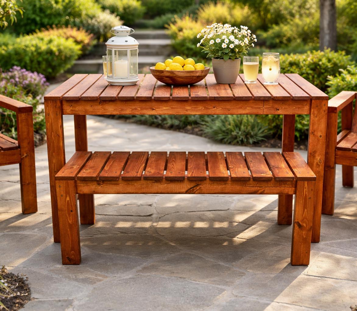 Simple Outdoor Dining Table and Bench Plans Bundle | Modern Patio Table ...