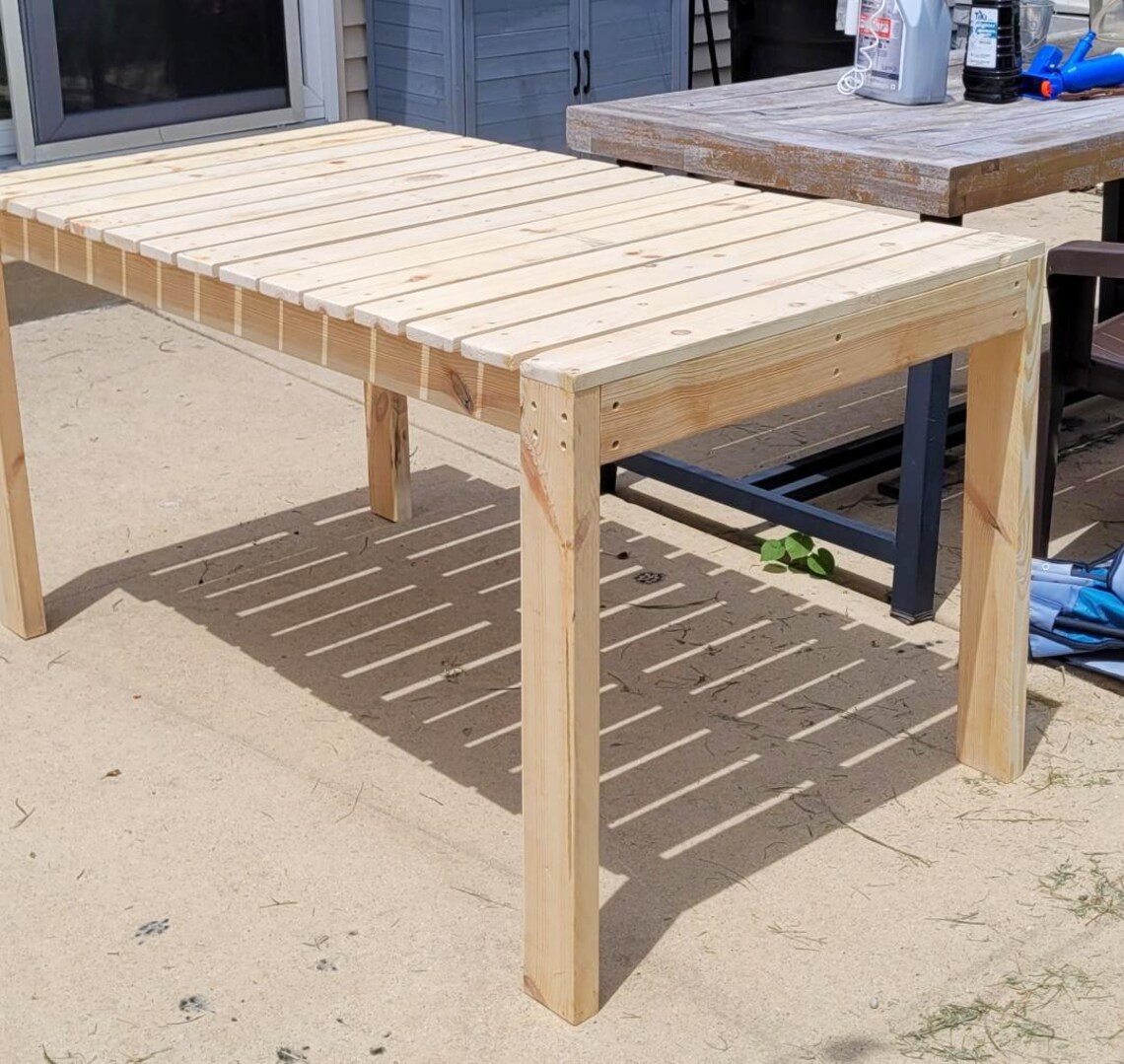 Simple Outdoor Dining Table and Bench Plans Bundle | Modern Patio Table ...