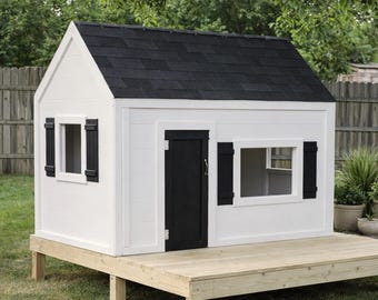 Planos sencillos de casita de juegos con terraza (PDF) / Planos de casita de juegos para niños (hágalo usted mismo) / Casita de juegos fácil de construir en el jardín / Descarga instantánea / Planos de Ana White