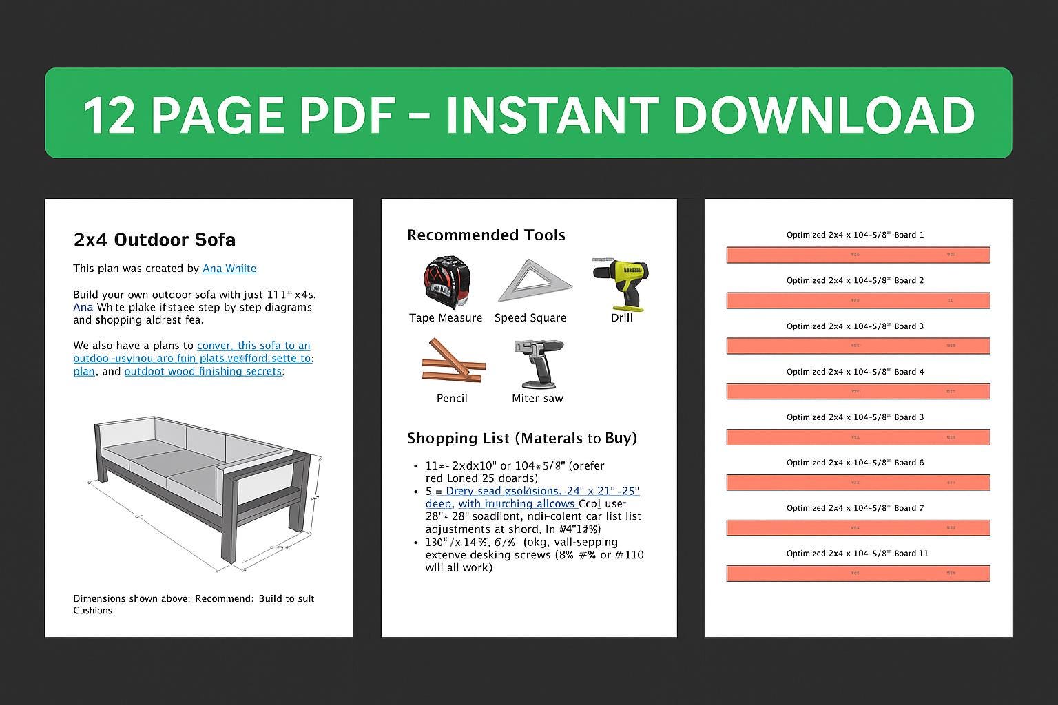 2x4 Outdoor Sofa PDF Plans | DIY Woodworking Project | Easy Patio ...