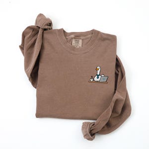 Comfort Colors Embroidered Coding Goose Shirt, Funny Programmer Tee, Silly Goose Developer Gift, Software Engineer T-Shirt, Tech Lover Top