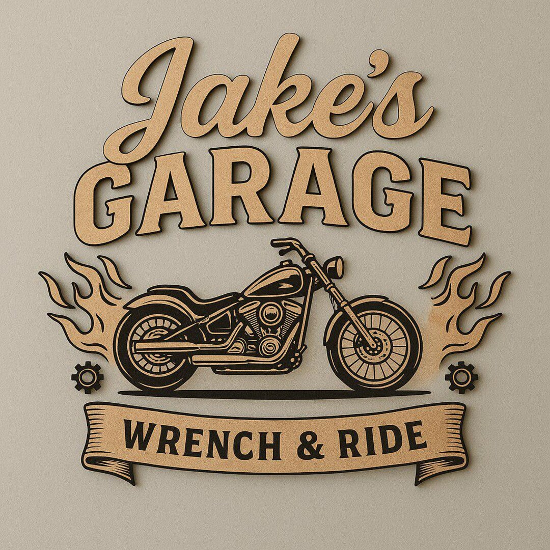 Motorcycle Garage Personalized Sign, Custom Wooden Workshop Wall Decor ...