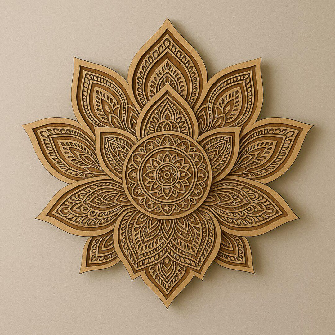 Lotus Flower Wood Wall Art - Personalized Wooden Wall Sign - Mandala 3D ...