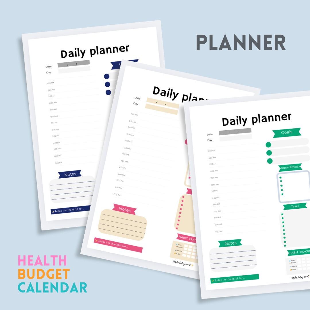 Daily Planner Printable PDF Pink | Minimalist Digital Planner | Habit ...