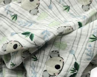 Cotton Muslin Double Gauze Lightweight Swaddle Neutral Baby Blanket, Koala Face Baby Receiving Blanket