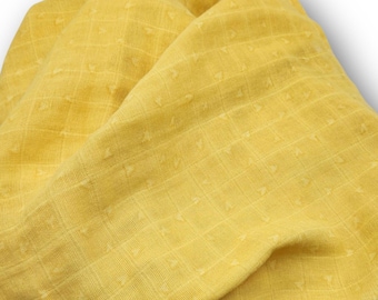 Hearts on Yellow 100% Cotton Muslin Double Gauze Lightweight Swaddle Gender Neutral Baby Blanket