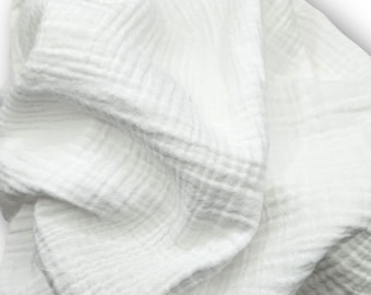 White 100% Cotton Muslin Double Gauze Lightweight Swaddle Gender Neutral Receiving Blanket