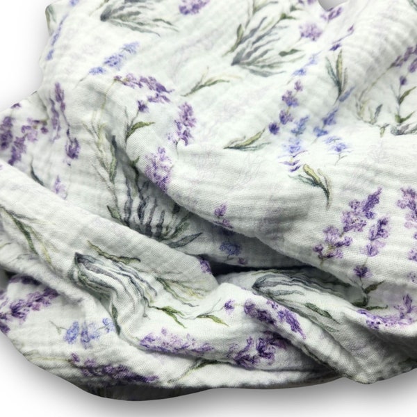 Purple Flowers 100% Cotton Muslin Double Gauze Lightweight Swaddle Baby Girl Blanket