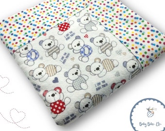 Handmade Gender Neutral Double Sided Flannel Baby Shower Gift Blanket-I Love You Beary Much! Nursery Print