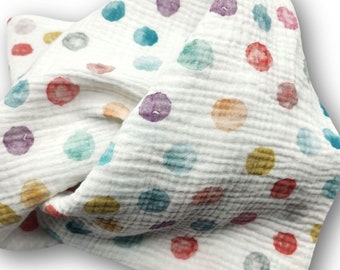 Gender Neutral 100%Cotton Double Gauze Swaddle Baby Blanket Watercolor Dots Nursery Print