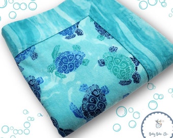 Swimming Sea Turtles Cotton Flannel Self Binding Double Sided Baby Blanket