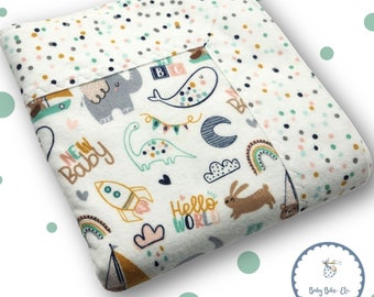 Handmade Gender Neutral Double Sided Flannel Baby Shower Gift Blanket-New Baby Nursery Print