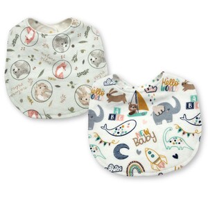 Double-Sided Flannel Baby Bib: Handmade Cotton Infant Bib Hook & Loop Closure