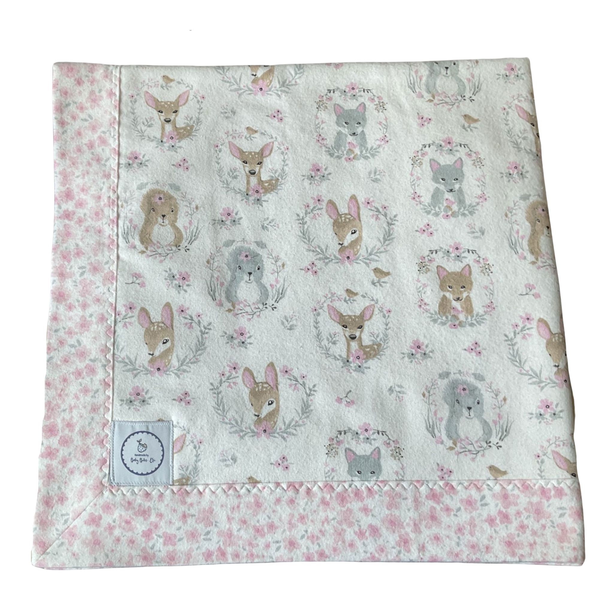 Girl's Pink Forest Animals Self Binding Handmade Flannel - Etsy