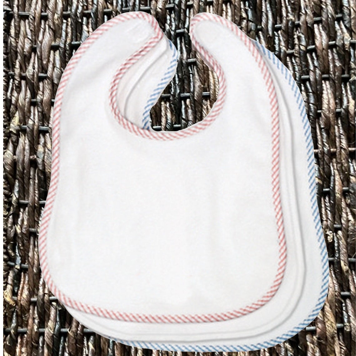 Blank Cotton Poly Baby Toddler Bibs You Can Embroider Baby's Name White