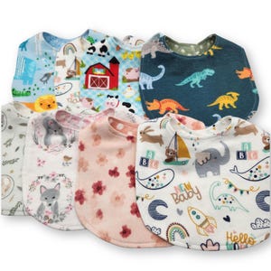 Double-Sided Flannel Baby Bib: Handmade Cotton Infant Bib Hook & Loop Closure