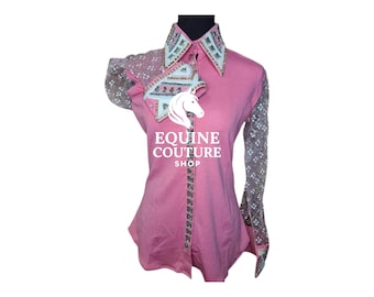 Camisa de espectáculo de rodeo hecha a mano, tejido elástico, cremallera YKK