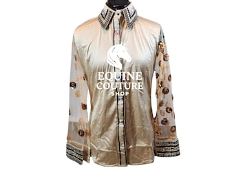 Camisa de rodeo estilo western hecha a mano, tela elástica de primera calidad.