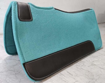 Turquoise Western Saddle Pad | 3/4 Felt, Leather Patches