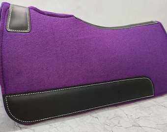 Purple Western Saddle Pad | Synthetic Felt with Leather Patches