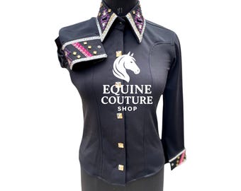 Embroidered Western Show Shirt, Stretch Rodeo Top