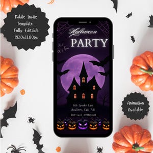 Editable Halloween Party Invitation / Spooky Digital Download / Mobile Phone Template