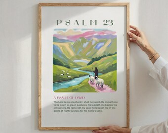 Psalm 23 Bible Verse Print, Christian Wall Art (Digital Download)