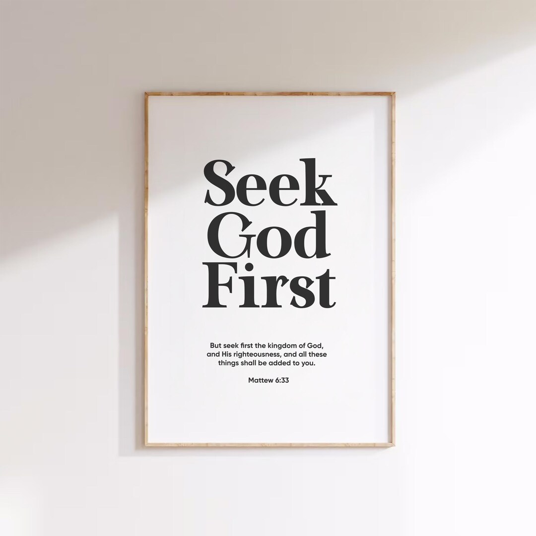 Christian Wall Art, Seek God First, Matthew 6:33, Bible Verse Print ...