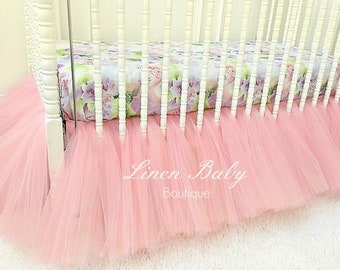 pink tulle crib skirt