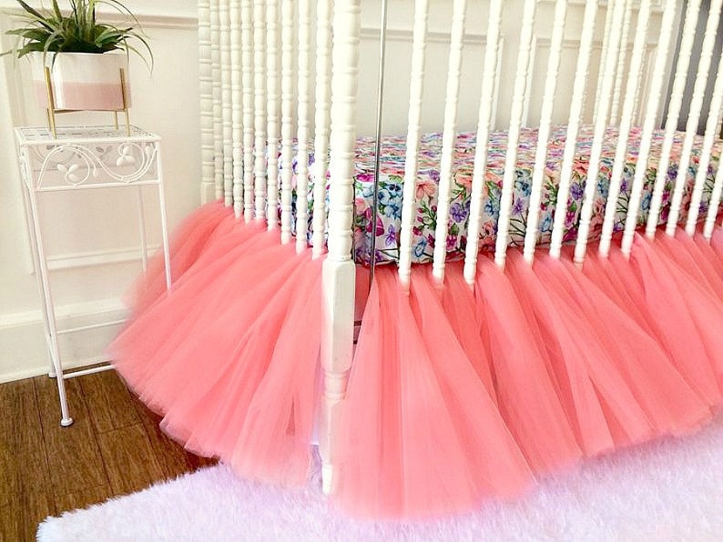 Coral Tulle Crib Skirt Tutu Crib Skirt Pantone Color Of The Etsy