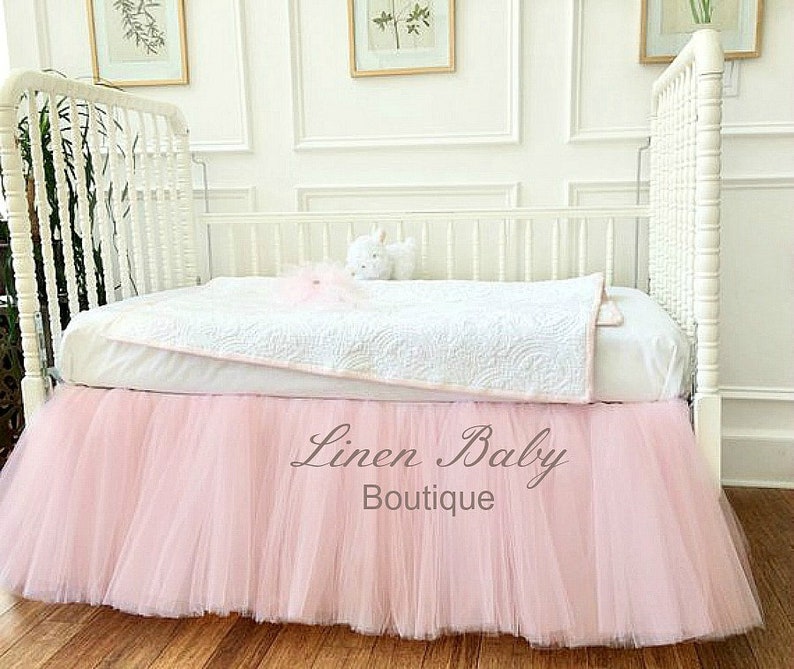 Light Powder Pink Baby Pink Tulle Crib Skirt Tutu Crib Skirt Etsy