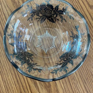 Vintage Sterling Silver Overlay Crystal Bowl