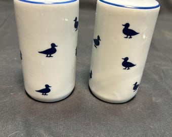 Set Of Shafford Blue Duck Vintage Porcelain Salt & Pepper Shakers